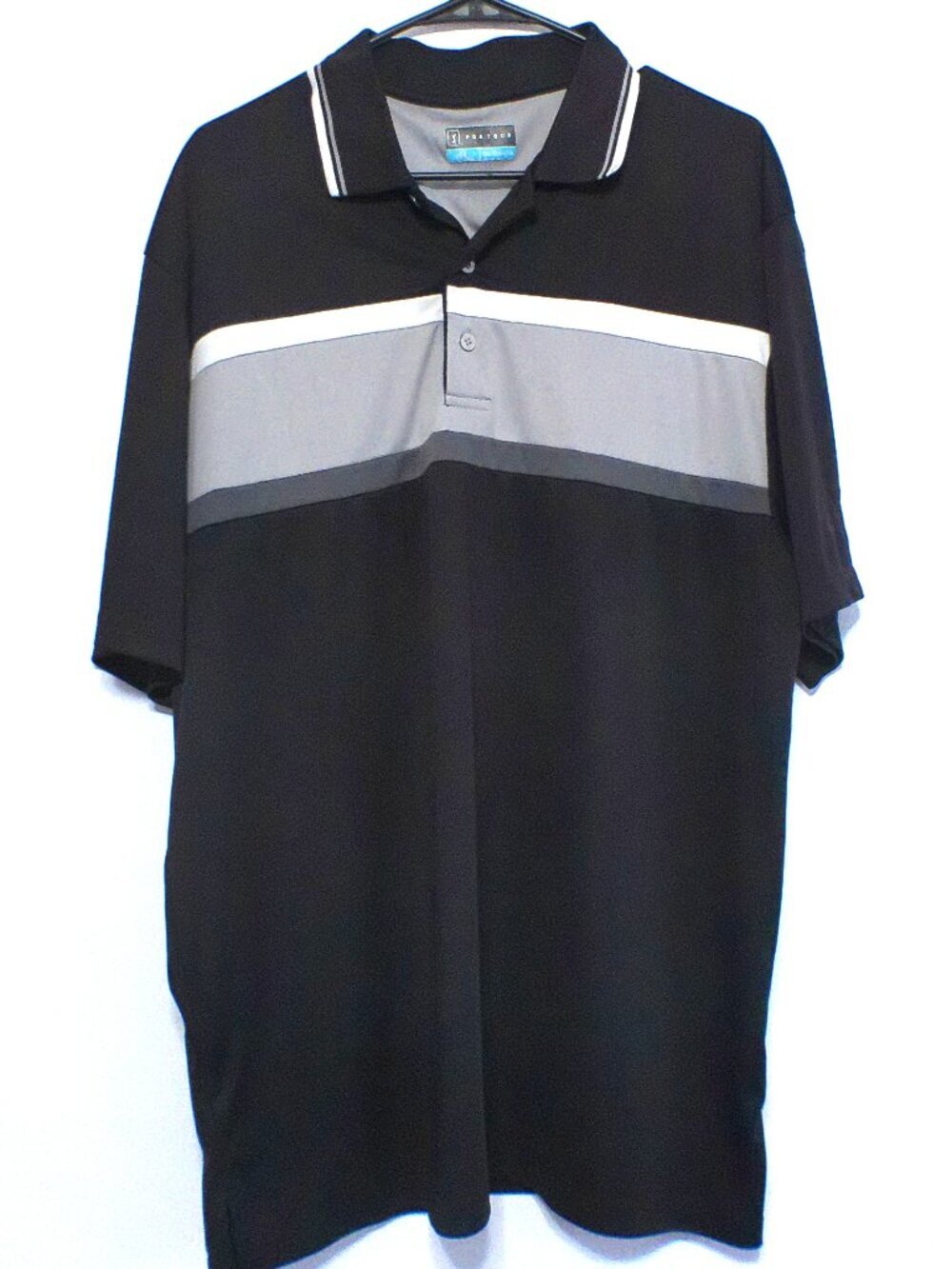 PGA Tour Black Gray Colorblock Polo Shirt Men’s XXL Performance Golf
